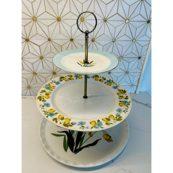 Three-Tier‎ Dessert Stand | Vintage China Cupcake Stand | Mid-Century - Picture 1 of 8